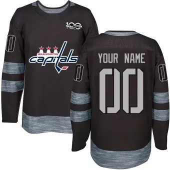 Men's Custom Washington Capitals 1917-2017 100th Anniversary Jersey - Black Authentic