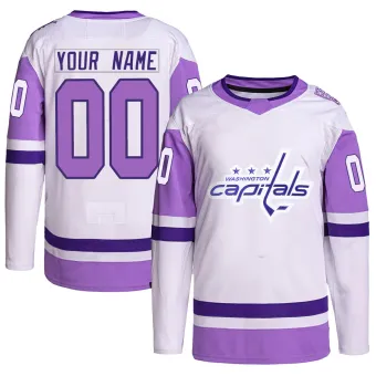 Men's Custom Washington Capitals Hockey Fights Cancer Primegreen Jersey - White/Purple Authentic